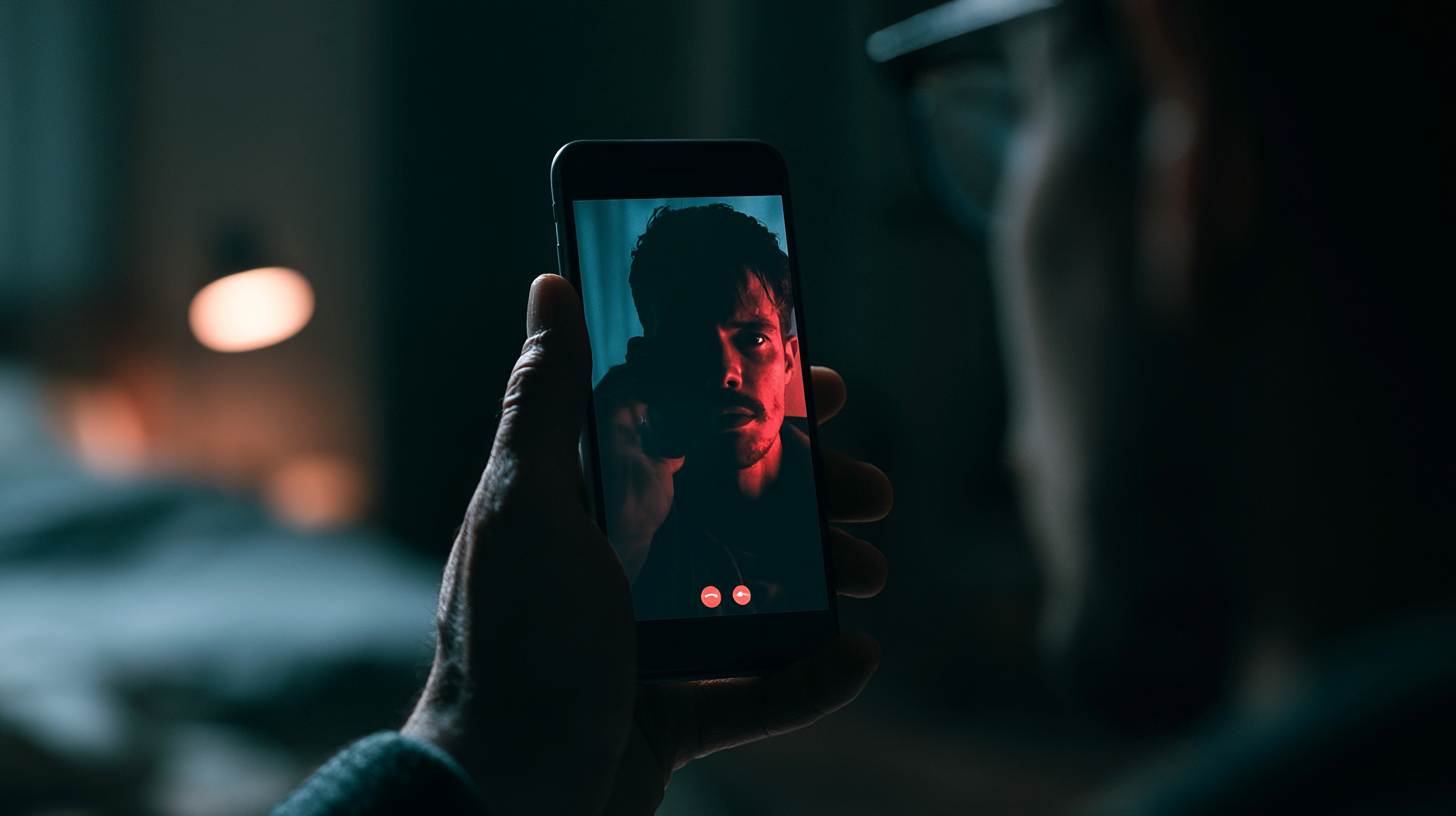 Smartphone screen showing a fake police video call used in digital arrest scams