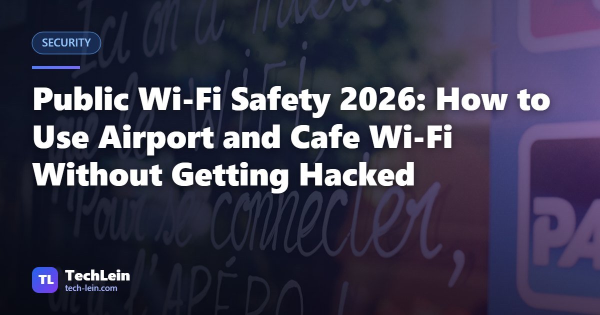 Featured image for TechLein article: Public Wi-Fi Safety 2026: How to Use Airport and Cafe Wi-Fi Without Getting Hacked