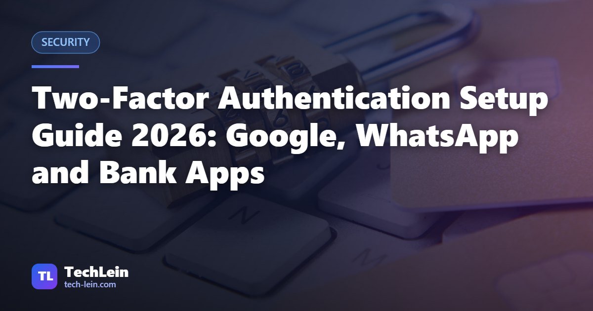 Featured image for TechLein article: Two-Factor Authentication Setup Guide 2026: Google, WhatsApp and Bank Apps